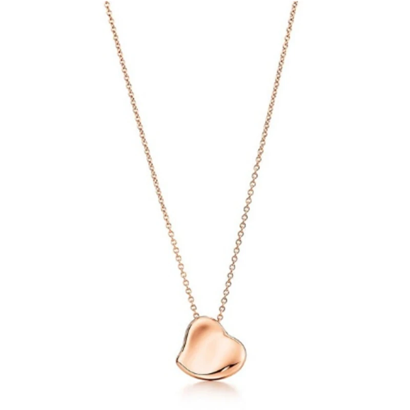 

SHINETUNG Original 100% S925 Sterling Silver Necklace Rose Gold Heart-Shape Zircon Inlay Pendant Necklace Women High-End Jewelry
