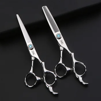

Professional Hairdressing Scissors Cutting Thinning Styling Tools Hair Scissors Blue Diamond High Quality Hairdressing Scissors