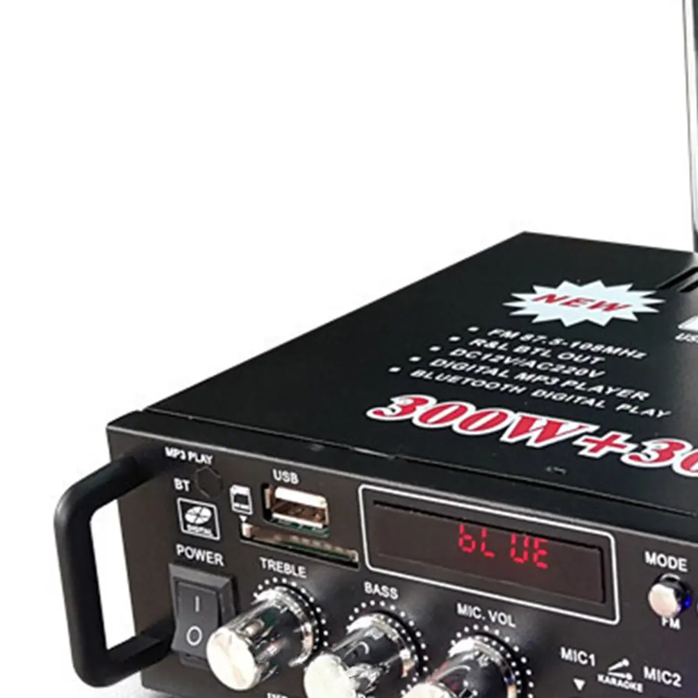 600 Вт 220 В/12 В Hifi стерео Fm 2Ch усилитель автомобильный домашний Usb Sd Mp3 Мини Usb карта Ac и Dc небольшой усилитель мощности
