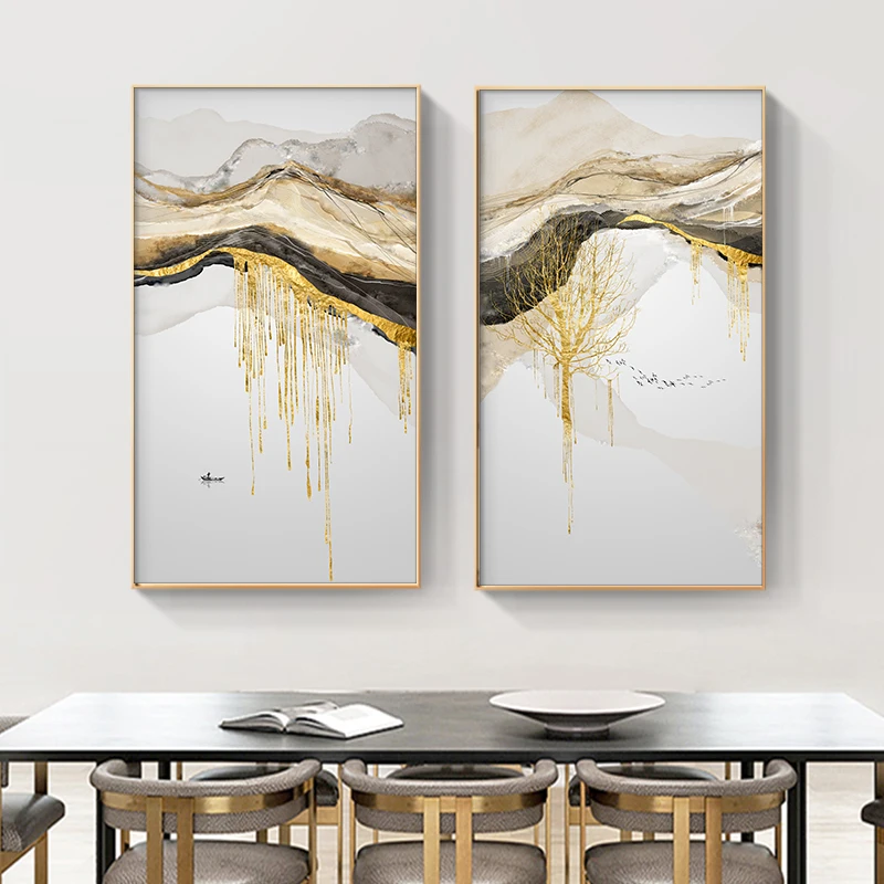 Gold Sun /& Landscape Gorgeous Printed Wrap Framed Canvas Wall Art Paper Print