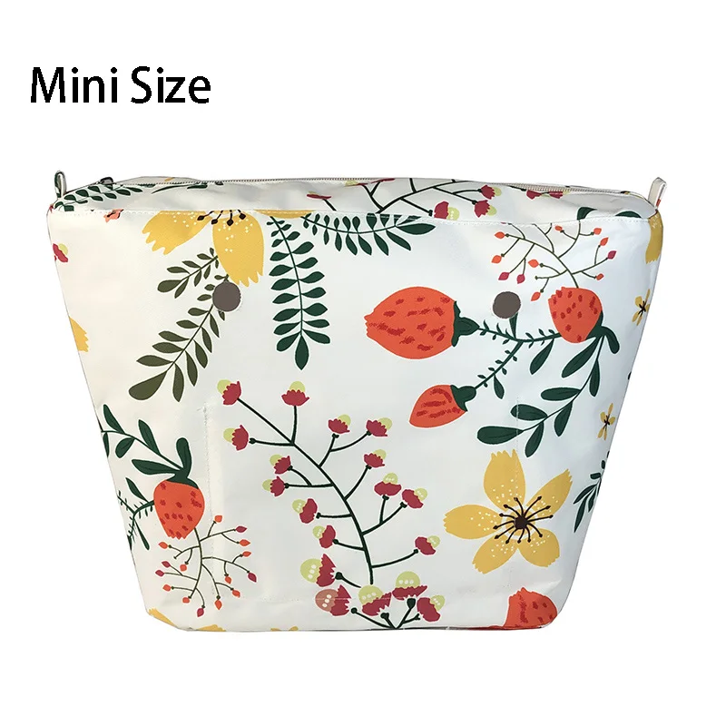 Floral Border Inner Lining Insert Zipper Pocket For obag classic mini inserts accessories organizer standard handbag 