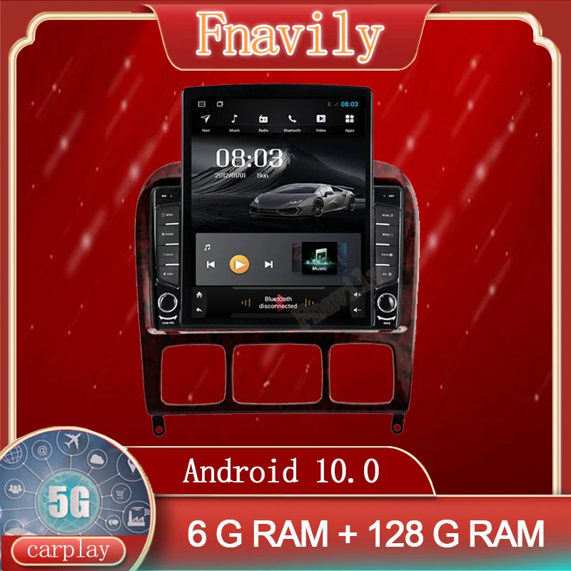 Автомагнитола на Android 10 для Mercedes Benz S Class W220 S280 S320 S350 S400 S430 S500 S600 S55 AMG вертикальный