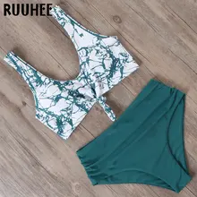 RUUHEE Green Bikini Swimwear Women Knotted Swimsuit Bikini Set Bandage Bathing Suit Hight Waist Bikinis Beachwear Biquinis