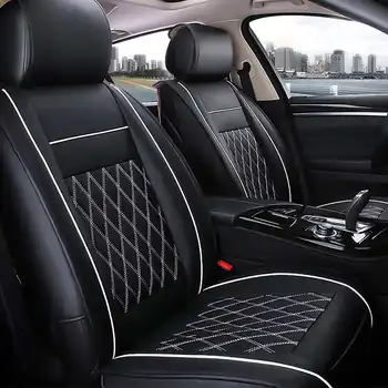 

PU Leather Universal Car Seat Cushion Cover Protector Car Seat Pads For 5 Seat Car Auto Front Rear Interior Styling w/ Pillows