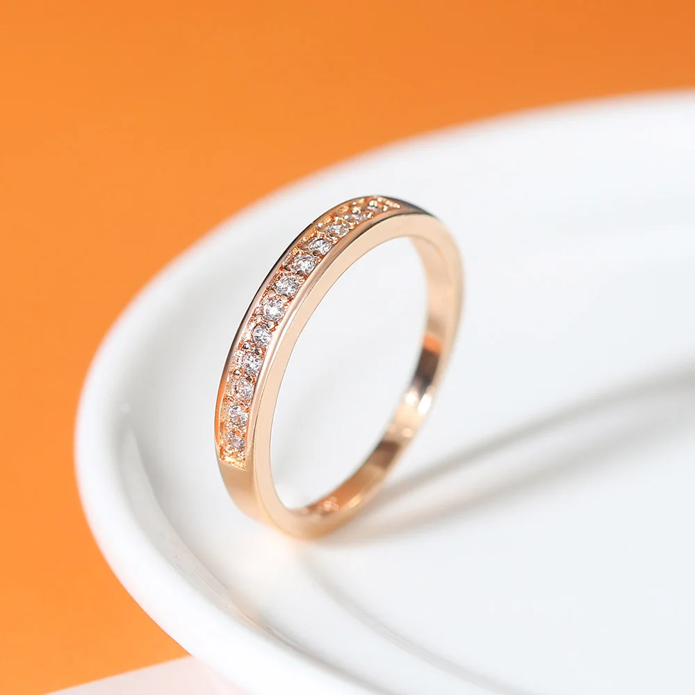 Classic Circle Dainty Rings Women Rose Gold Color AAA+Cubic Zirconia Wedding Promise Female Ring Fashion Jewelry R062 wedding rings round rings womens ring cubic zircon ring finger rings jewelry rings ring jewelry
