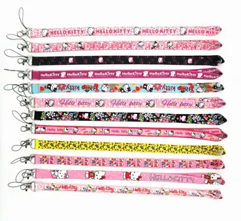 

50PCS/HELLO KITTY mobile phone Tether Pink Pink Cute Student ID card Work ID card key Lanyard R Optional Pink Lanyard Wholesale