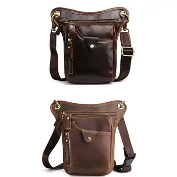 

Men Motorcycle Rider Leather Drop Leg Bag Tactical Military Belt Waist Fanny Pack