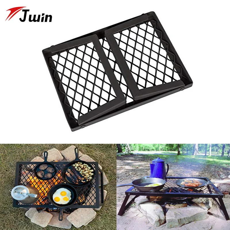 Heavy Duty Large 24 Folding Campfire Grill This Camp Grill has a Grate and griddle Design for Versatile Cooking over a Campfire. Camping Grill with Exclusive Folding Design for Compact Storage