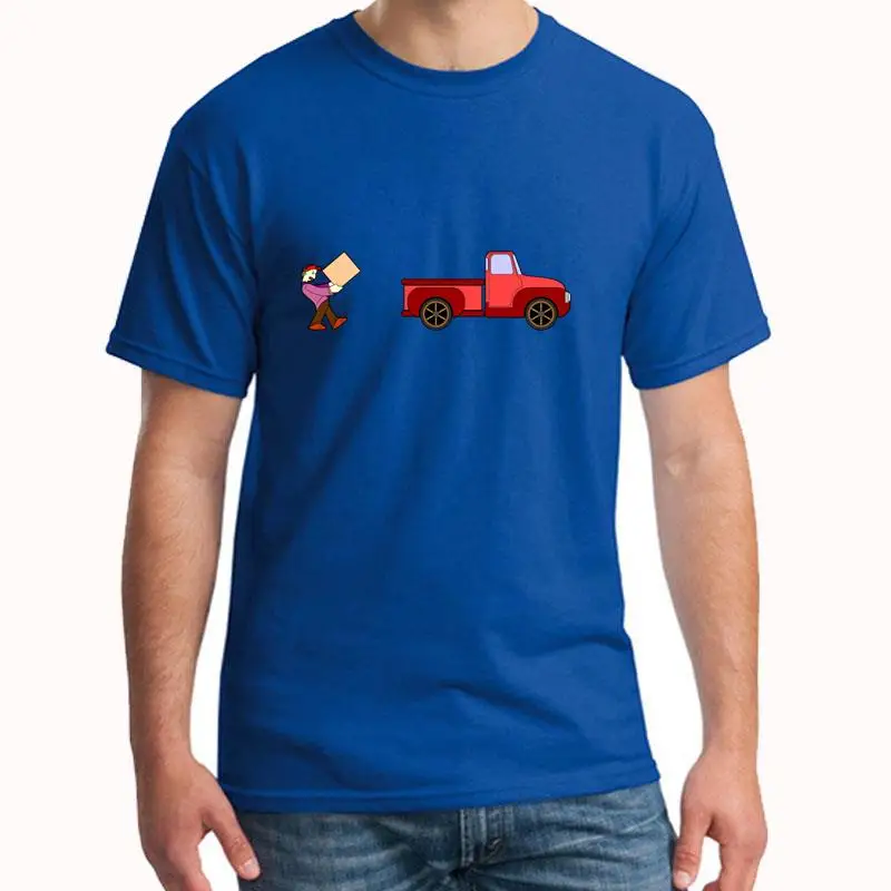 

printed Man Carrying Heavy Box To Truck tee shirt big size s~61xL Novelty backwoods Super men's t-shirts