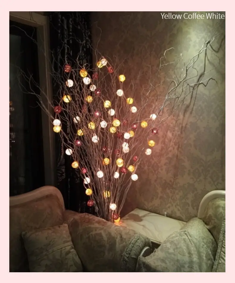 Ротанговые шары светодиодный Гирлянды Гирлянда Рождественская елка украшения сказочные Огни наружное освещение Hanukkah праздник свадьба Diwali