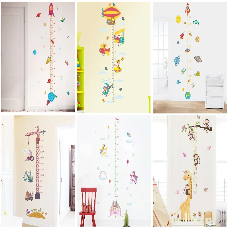 Cartoon Hot air balloon Measure Height Sticker Wall Stickers Kindergarten Kids Room Decor Children Height Ruler Stadiometer