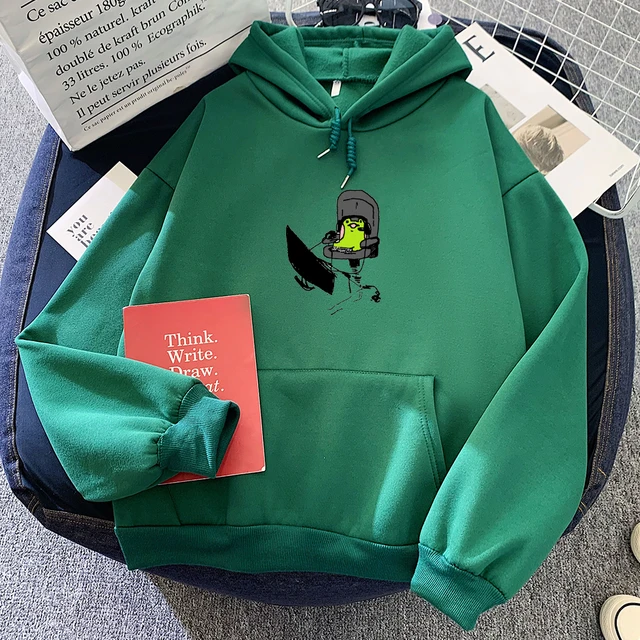 Oversized Women Cute Funny Hoodies Frog Printed Sweatshirt Women Autumn  Winter Pullovers Thick Warm Hoodie Korean