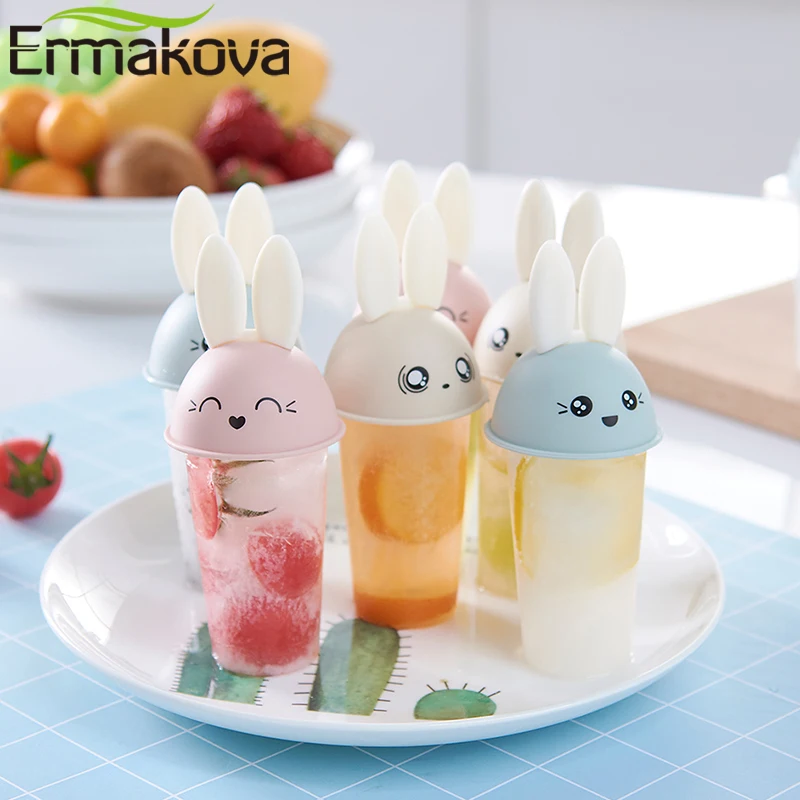 ERMAKOVA Ice Pop Molds Reusable Popsicle Mold Plastic Ice Cream Popsicle Molds Maker Popsicle Ice Cream Tray Holder Tray