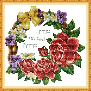 

Everlasting love Sweet Home (Ring) chinese Cross stitch kits Ecological cotton printed DIY Christmas 11 14CT wedding decoration