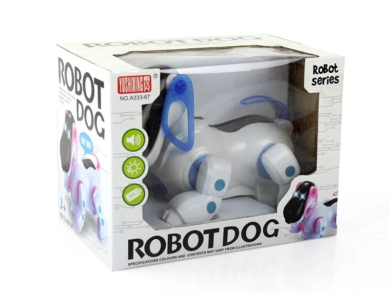 

Domestic Have 3C Barcode Electric Toys Machinery Dog Model Small Animal Machine Dog Traction Rope Music Lights
