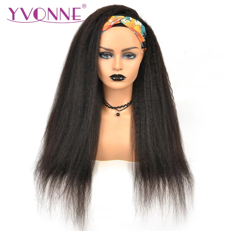 YVONNE High quality Kinky Straight Virgin Hair Headband Wig Glueless