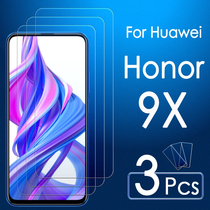 3PCS Protective Case On Honor 9x Glass Film For Huawei Honor9x x9 Honer Tempered Glas Screen Protector Phone Protect