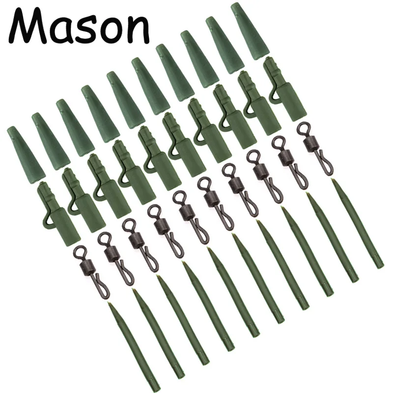 40pcs Fishing Tackle Carp lead clips Quick Change swivels Anti Tangle Sleeves