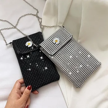 

Casual street full of diamonds glittering chain shoulder messenger bag fashionable shiny personality mobile phone bag