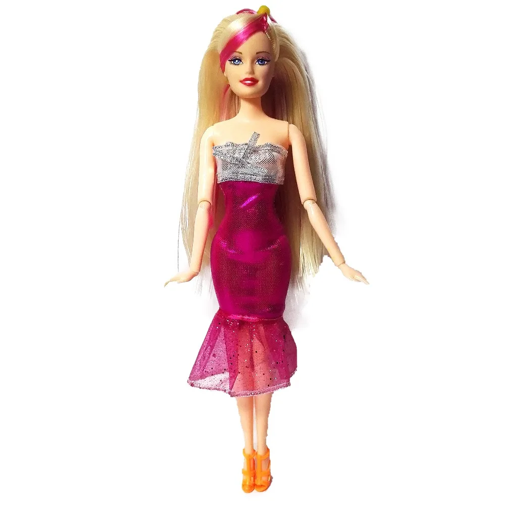 12 Pcs = Handmade Party 5  sets Clothes Fashion Mixed style Dress + 7 Pair Accessories Shoes for Barbie Doll Best Gift Girl Toys