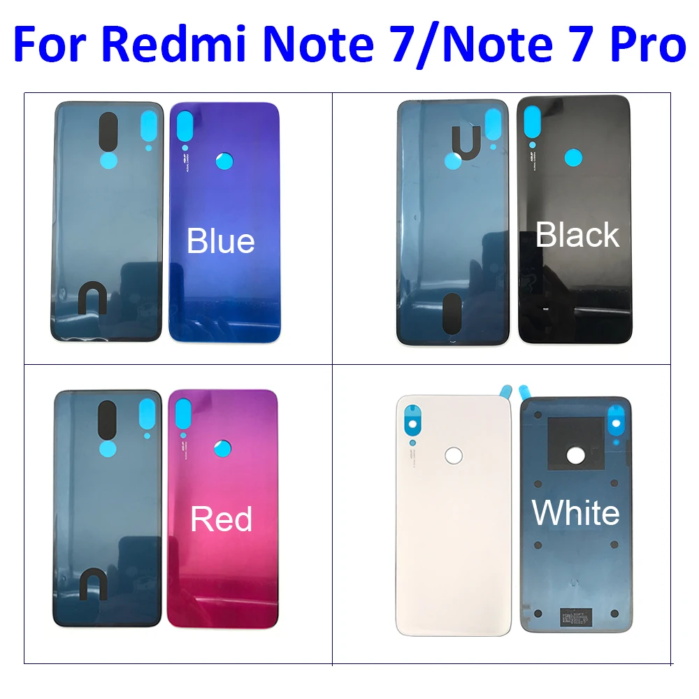 Крышка батарейного отсека для Xiaomi Redmi Note 7 Задняя стеклянная панель задняя крышка