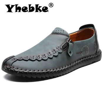 

Yhebke Men Shoes Sneakers Breathable LoafersMale Shoes Casual Sneakers Leather Handmade Simple Design Pattern Tree