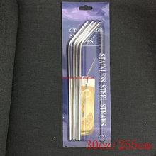 20 наборов многоразовые прямые согнутые соломинки из нержавеющей стали с 1 шт. Чистящая Щетка для кофе, молока, посуда для напитков