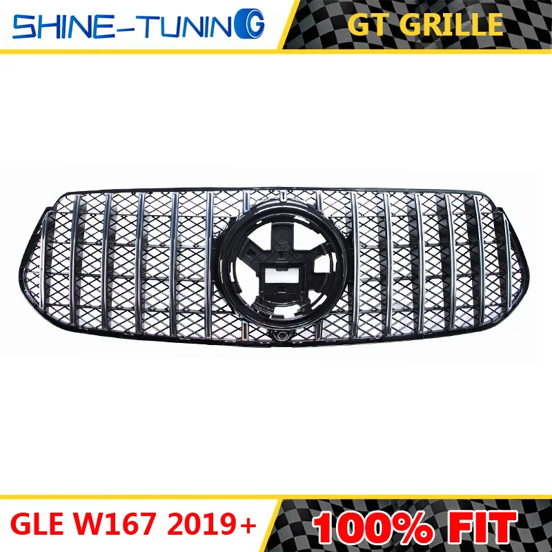 Front grill suitable for mercedes GLE W167 GT GT R AMG Grille for GLE300 GLE350 GLE400 GLE450 Without emblem - Цвет: silver B