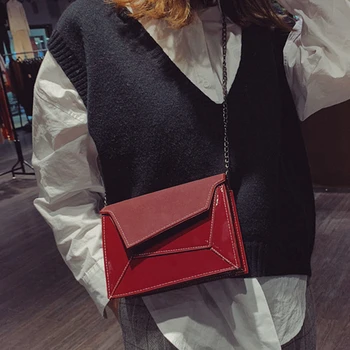

Vintage Panelled Chains Flap Shoulder Bags Women Nubuck Matte Leather PU Leather Shoulder Messenger Girl Bag Ladies Phone Purse