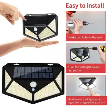 

208 Led Solar Light Outdoor Solar Wall Lamp LED Bulb IP65 Waterproof PIR Motion Sensor Solar Lighting Lamp for Garden Decoration