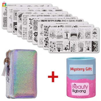 

BeautyBigBang Beautybigbang 10Pcs/Set Stamp Template Image Plate Kit Stencil Nail Stamping Plates & Stamp Bag With Free Gift