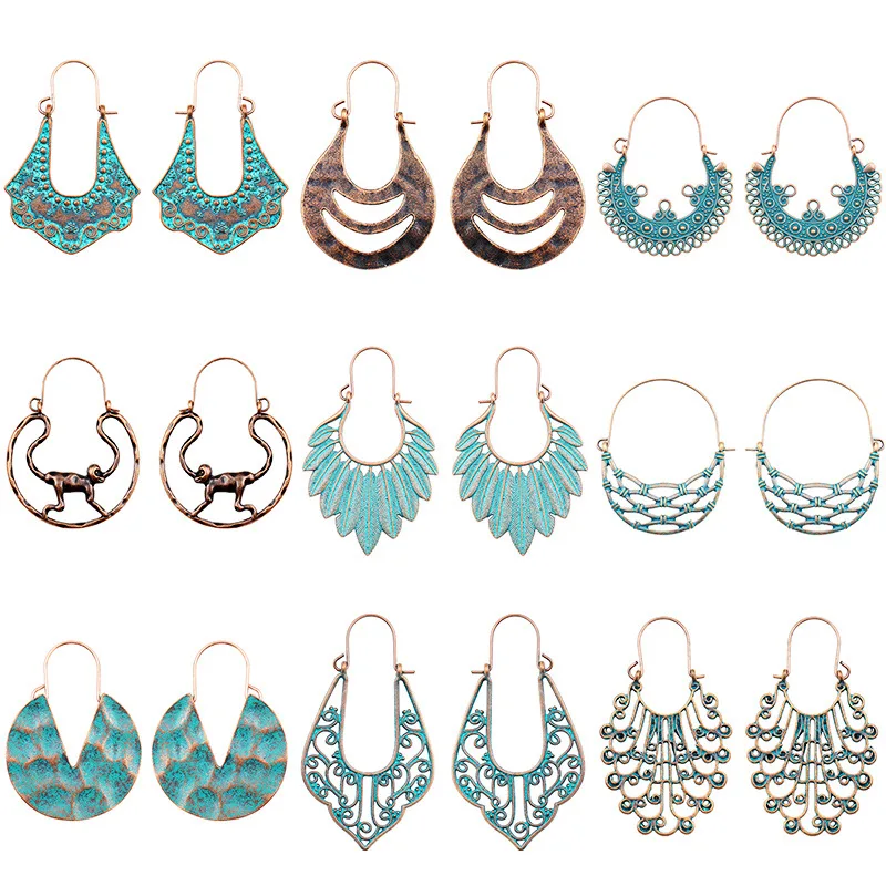 2020 new Retro Hollow Pattern Personality Earrings Ethnic Style Exaggerated Round Fashion Jewelry | Украшения и аксессуары