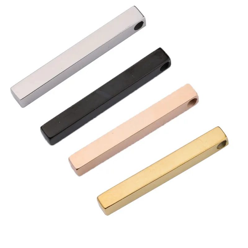 

20Pcs/Lot 40*5*5mm 3D Strip Solid Charms Mirror Polish Stainless Steel Charms For DIY Making Necklace KeyChain Fashion Jewelry