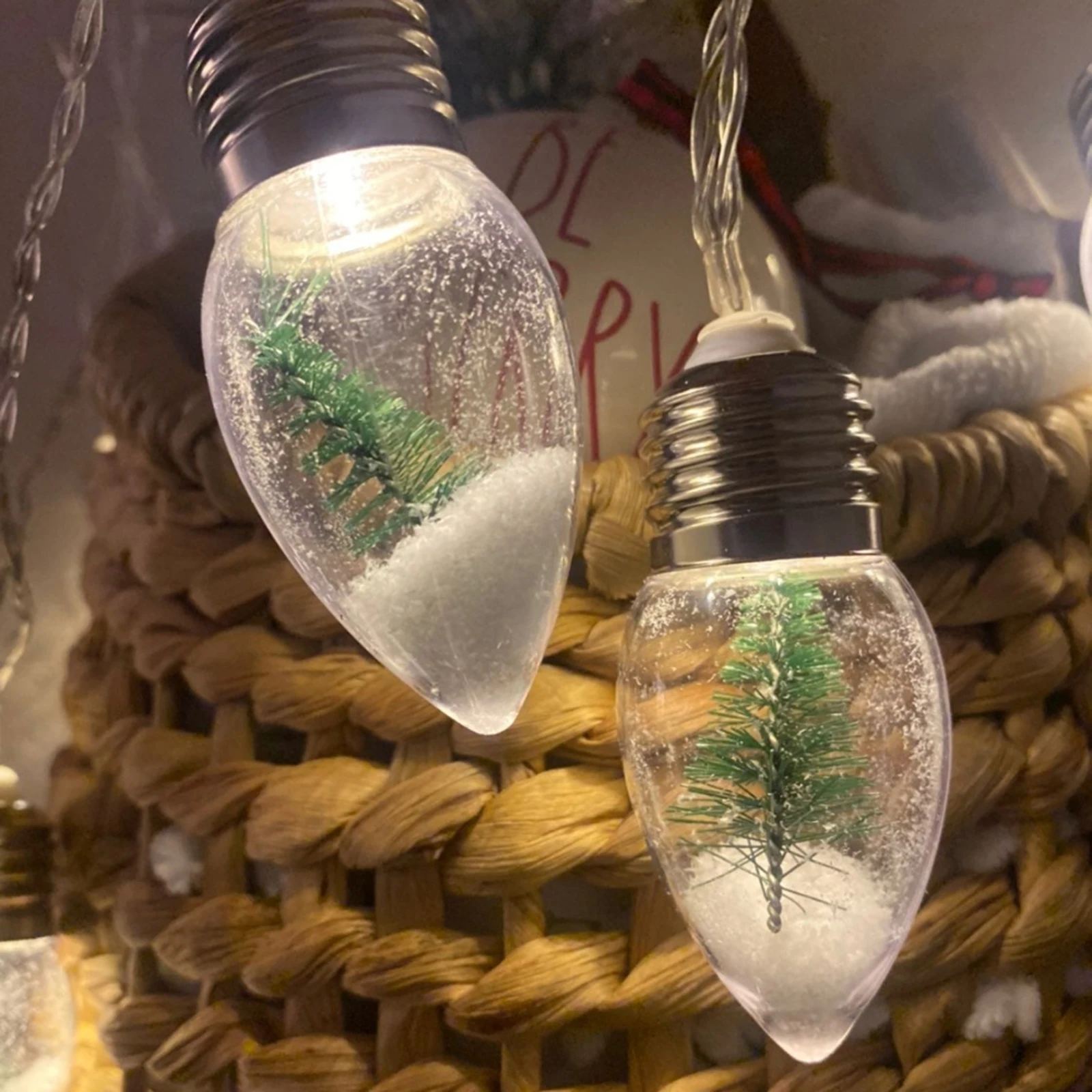 

6 LED Snow Globe String Light Christmas Tree Decoration Garland Party Holiday Home Xmas Night Lamps Drop Ornament Fairy Lights