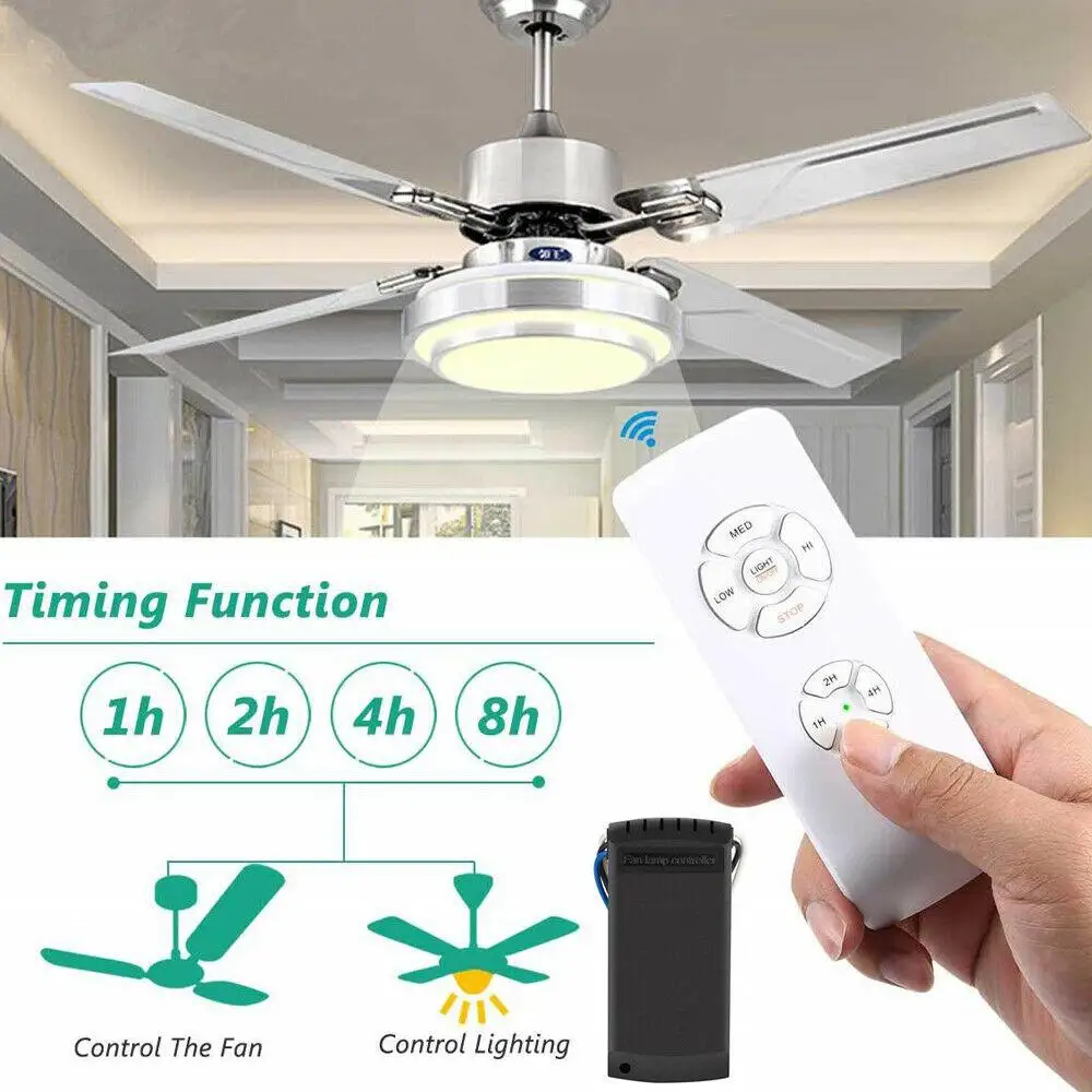 

BEESCLOVER Wireless 15M Timing Remote Control Receiver Universal Ceiling Fan Lamp Light Kit