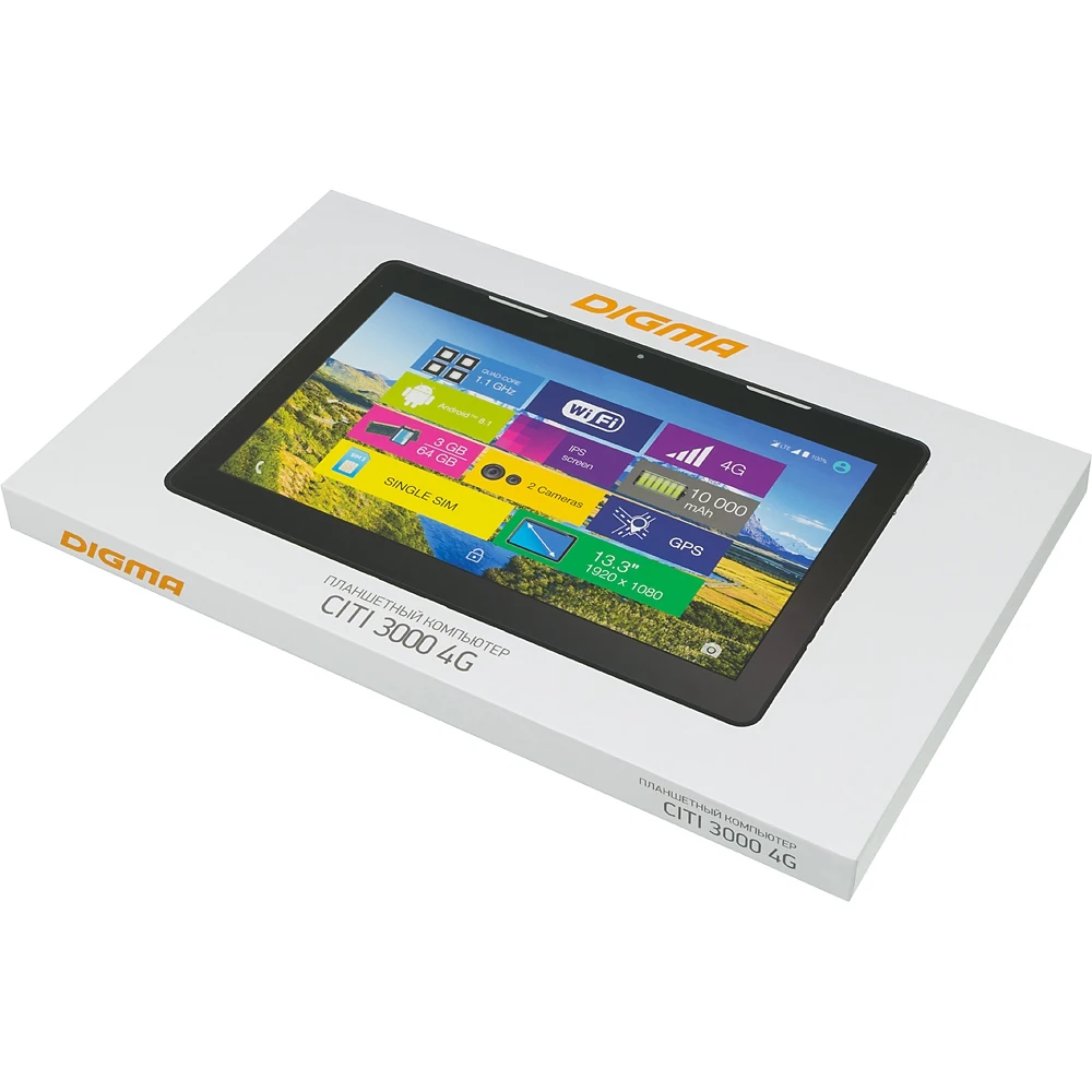 Планшет Digma CITI 3000 4G MTK8735 4C/3Gb/64Gb 13.3" IPS 1920x1080/3G/4G/And8.1/черный/BT/GPS/5Mpix/
