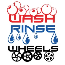 

20/25/30cm Fashion Car Detailing Wash Rinse & Wheels PVC Bucket Stickers Valeting Cleaning Decals Stickers Sunscreen Waterproof