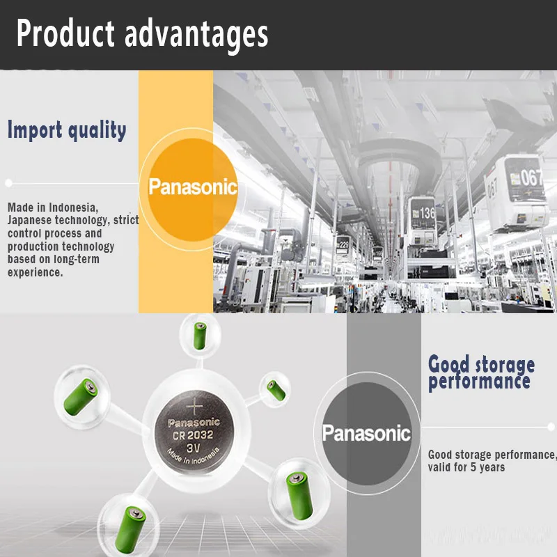 10pcs Original Panasonic cr2032 cr 2032 3V Lithium Battery For Watch computer Remote Control Calculator button cell coin battery