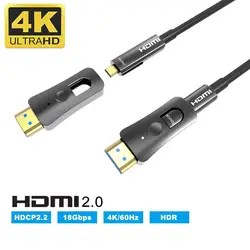 Резьбовой HDMI 2,0 4K волоконно-оптический кабель HDMI A-D типа, D типа с одной головкой для HDTV проектора телеприставка