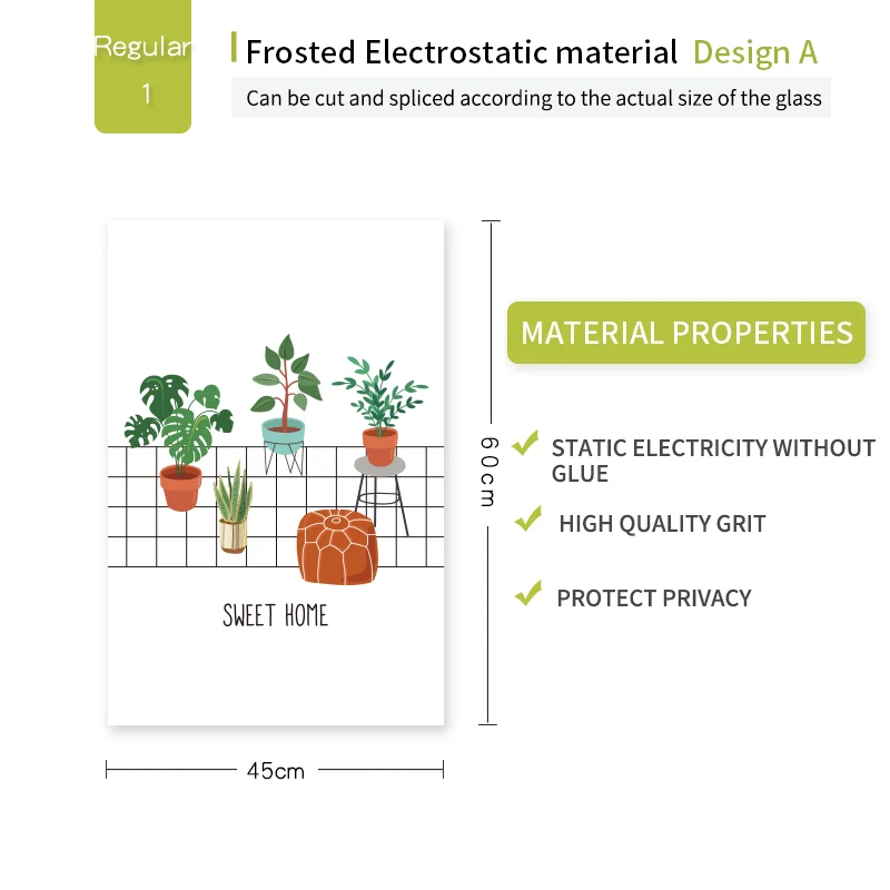 DICOR ABC 3 вида свежее зеленое окно в горшках декоративная пленка Мода INS стиль художественная стеклянная наклейка Fenetre пленка для гостиной Новинка - Цвет: A 45x60cm