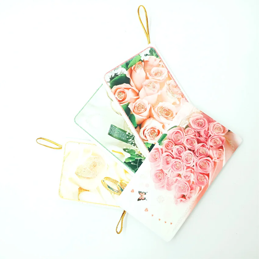 

free shipping 50packs Romantic floral vines warm blessing half-fold greeting card silk thread message elevator 10.7X5.7CM