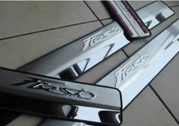 

Free shipping FIT FOR 2009 2014 Fiesta Stainless Steel Door Scuff Sill Plates Step Plate Protector door sill