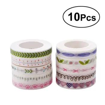 

10-Pieces Seamless Masking Tape Set Washi Masking Tapes Collection for Gift Wrapping