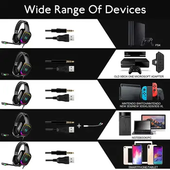 

Accessories Portable Lightweight Home Office LED Gaming Headset Over Ear Gamer PC Bass Surround For PS4 For Xbox One For IPad