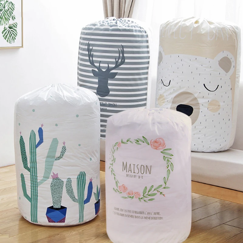 Home Storage Bag Organization Packing PEVA Cylinder Travel Bags Clothes Tidy Pouch Suitcase Closet Divider Organizer Portable |