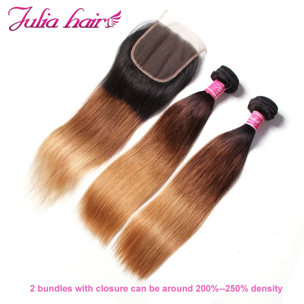 Malaysian Hair Bundles With Closure DIY Honey Brown Human Hair Wig Straight Lace Closure Wig Higher Density Ali Julia Remy Hair (3)