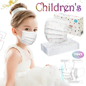 

20PCS Cartoon Kids three layer protection Floral Print Printing Windproof pure cotton 3ply Ear Lovely boy And Girl Fast Shipping