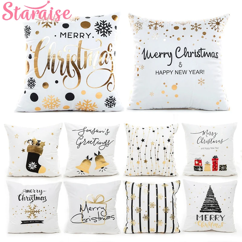 Staraise Gold Merry Christmas наволочка бронзовая С Новым Годом декоративная подушка для дома чехол хлопок диван спальная подушка крышка