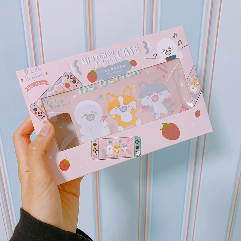 Kawaii Rainbow Bunny Soft Shell Switch Case