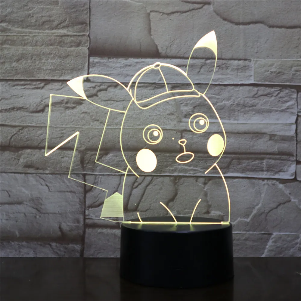 Мультфильм Покемон игра Пикачу мяч 3D лампа USB светодиодный ночник Иллюзия для настроения освещение домашний Декор Детский подарок игрушка Прямая поставка